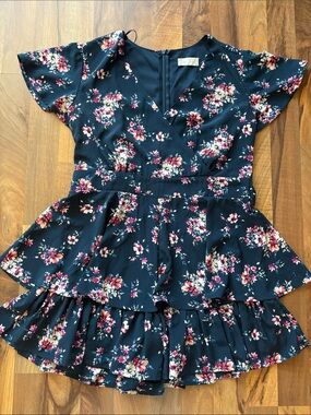 Altar’d State Floral Romper Dress Look Ruffle Tiered Women’s Size M